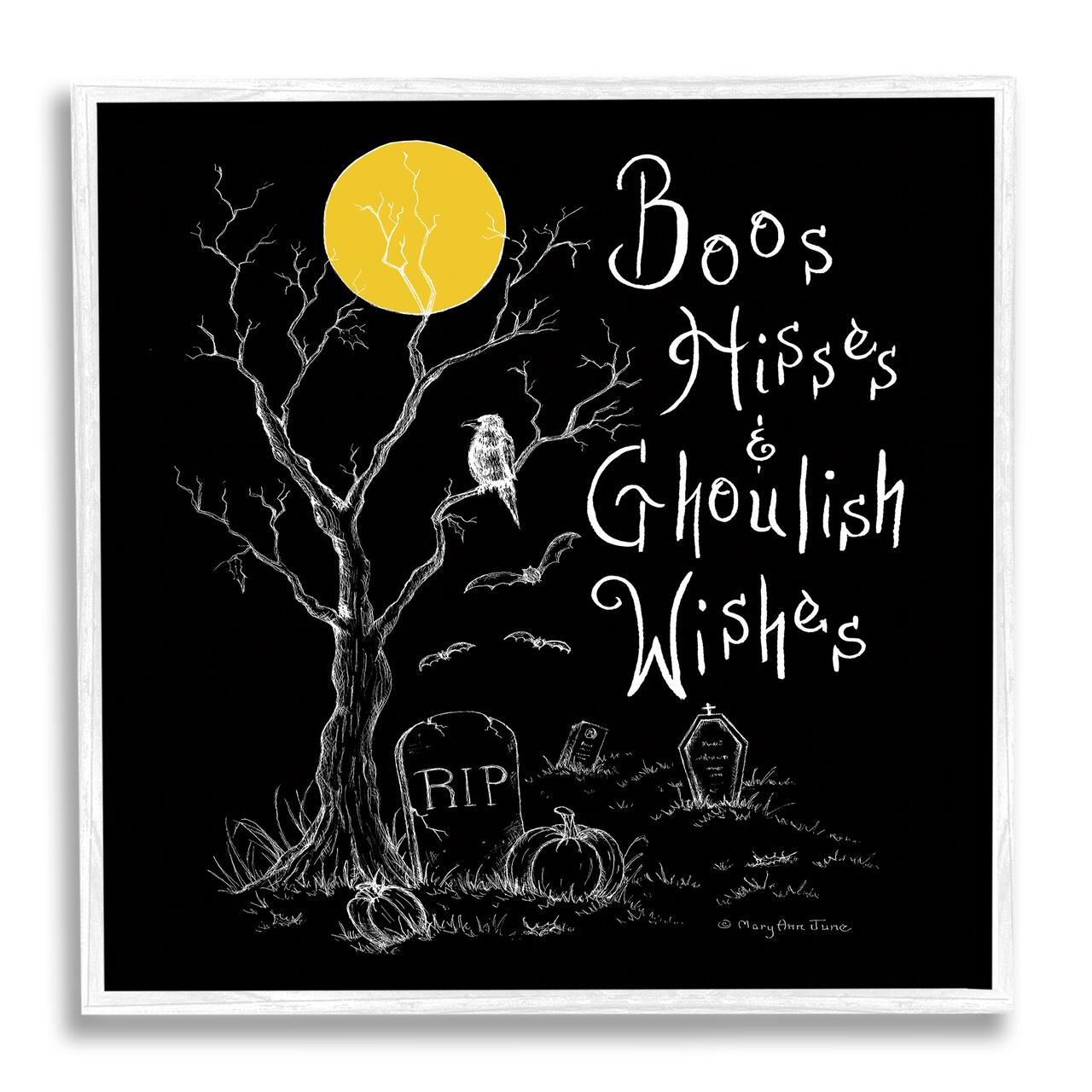 Stupell Industries Spooky Dark Halloween Phrase Framed Giclee Art